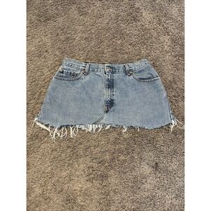 Levi's Denim Jean Skirt Distressed Cutoff Blue Waist 30